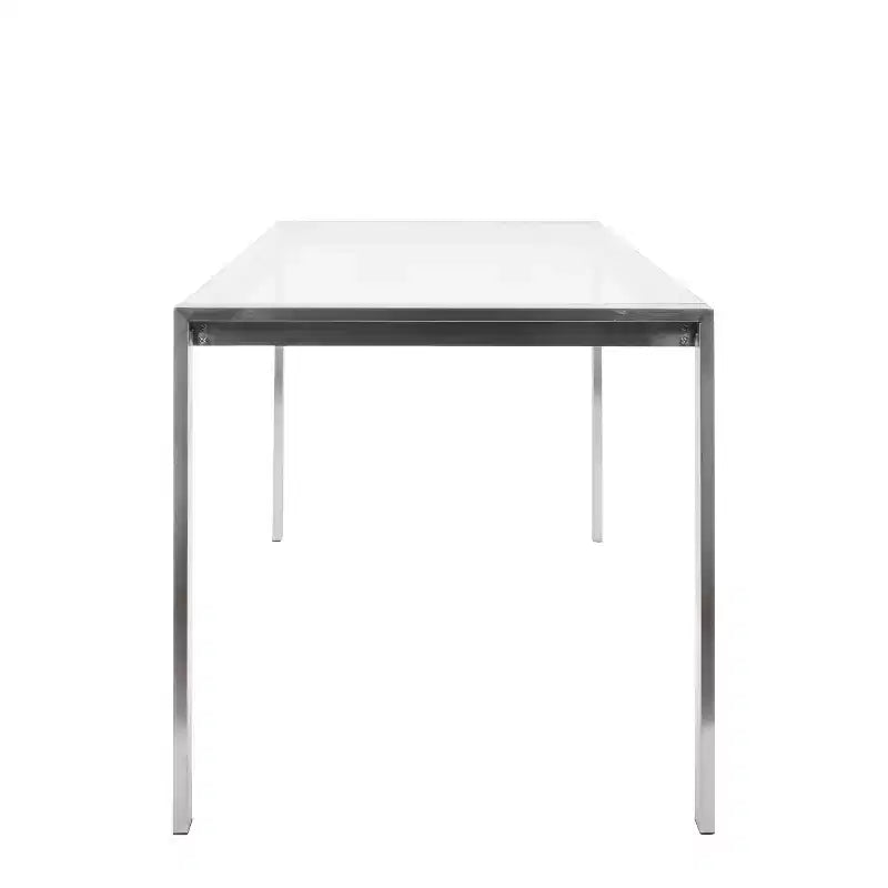 LumiSource Fuji Table à manger moderne 47" acier inoxydable/verre transparent : Élégante, 4 places, plateau rectangulaire, meuble de cuisine