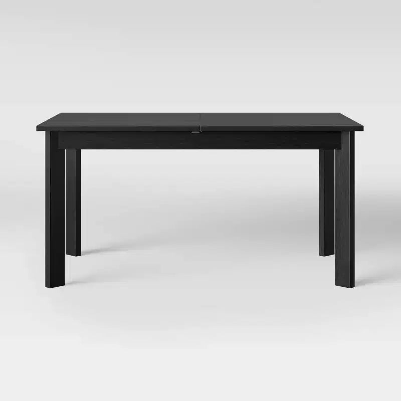 Table de salle à manger extensible moderne Bombelli noire - Threshold™ : bois d'hévéa, piètement à 4 pieds, 6 places
