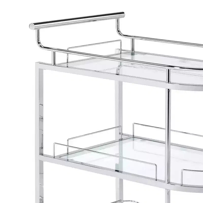 Chariot de service de bar Inyo Acme Furniture Verre transparent/Fini chromé