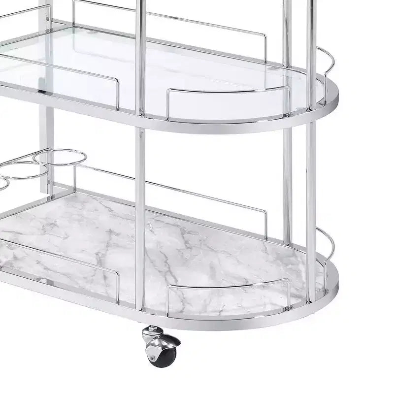 Chariot de service de bar Inyo Acme Furniture Verre transparent/Fini chromé