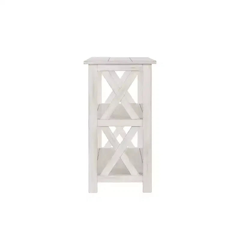 Table d'entrée 2 étagères Jamestown blanche - Boraam : Style ferme moderne, fabrication en MDF, forme rectangulaire