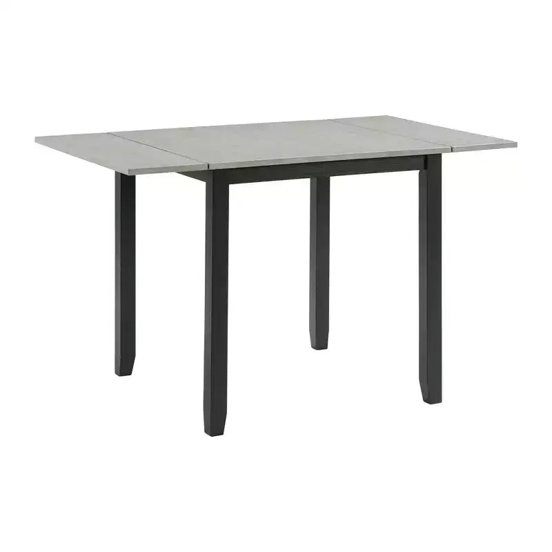 Picket House Furnishings Ensemble de 3 pièces Tuttle Table de salle à manger extensible à abattant et 2 chaises gris/noir : Forme rectangulaire moderne, chaises rembourrées