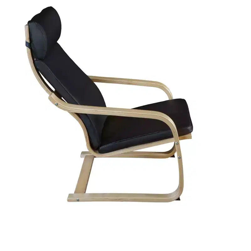 Fauteuils inclinables Mia Bentwood, Noir - Caractéristiques : Cuir reconstitué, Résistant à l'eau, Base en porte-à-faux