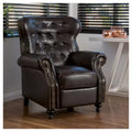 Walder Bonded Leather Press-Back Recliner Club Chair Brown - Christopher Knight Home: Elegant Winged Back, Hardwood Frame