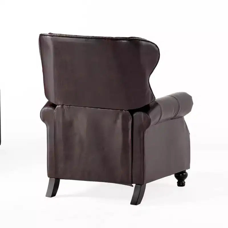 Fauteuil de relaxation Walder en cuir reconstitué avec dossier inclinable marron – Christopher Knight Home : Dossier à oreilles élégant, cadre en bois dur