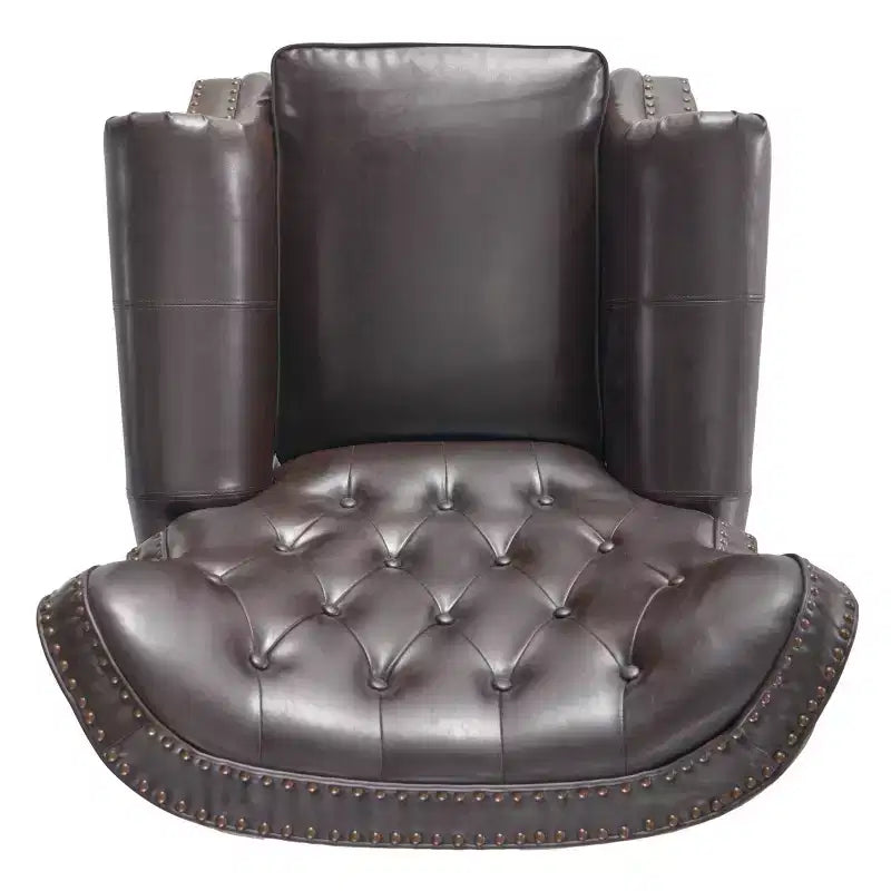 Fauteuil de relaxation Walder en cuir reconstitué avec dossier inclinable marron – Christopher Knight Home : Dossier à oreilles élégant, cadre en bois dur