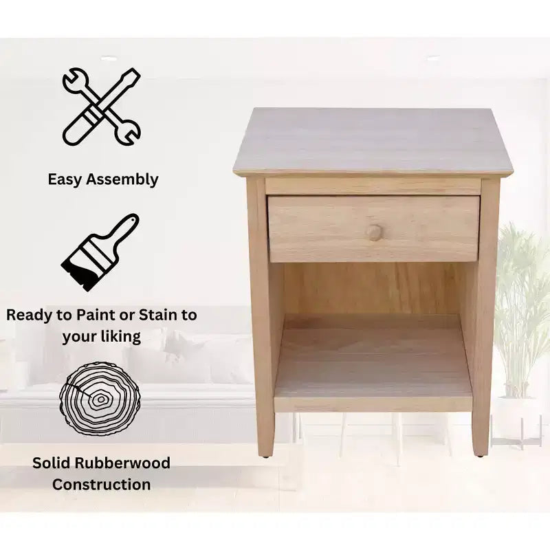 Table de chevet 19,5 pouces non finie – International Concepts