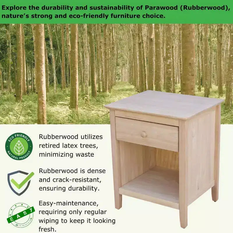 Table de chevet 19,5 pouces non finie – International Concepts