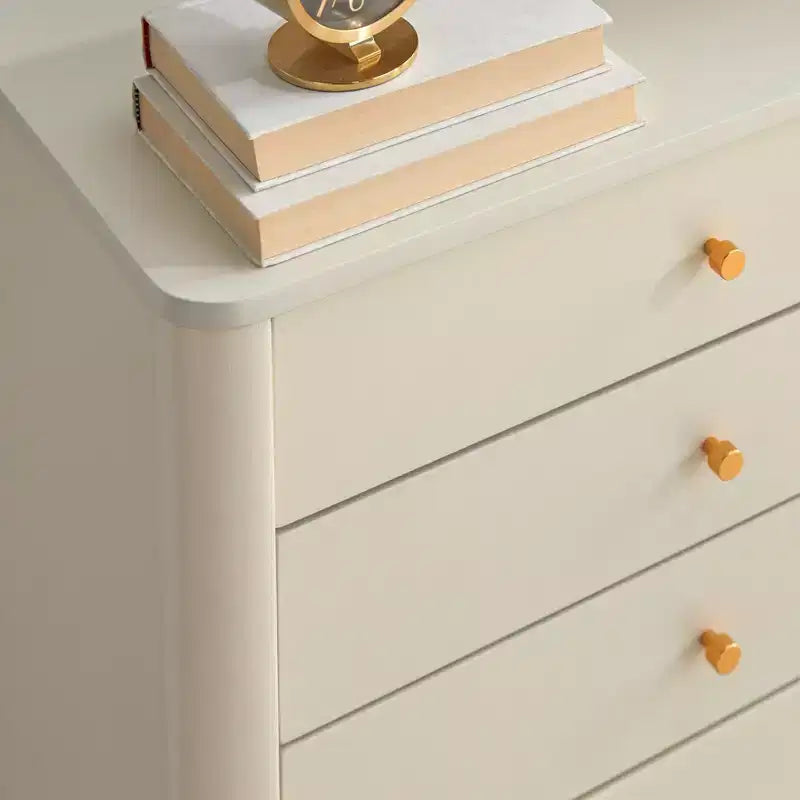 Commode à 4 tiroirs et 1 porte en rotin synthétique Lifestorey Bayview, couleur ivoire