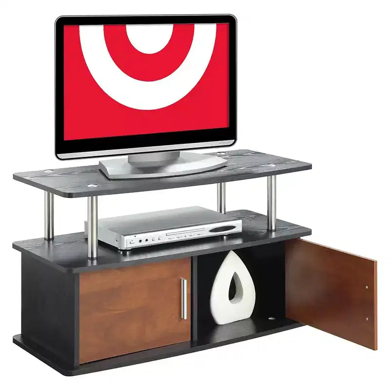 Meuble TV de luxe à 2 portes pour téléviseurs jusqu'à 36" avec placards Cerise - Breighton Home : Modernisme du milieu du siècle, meuble de divertissement, capacité de 80 lb