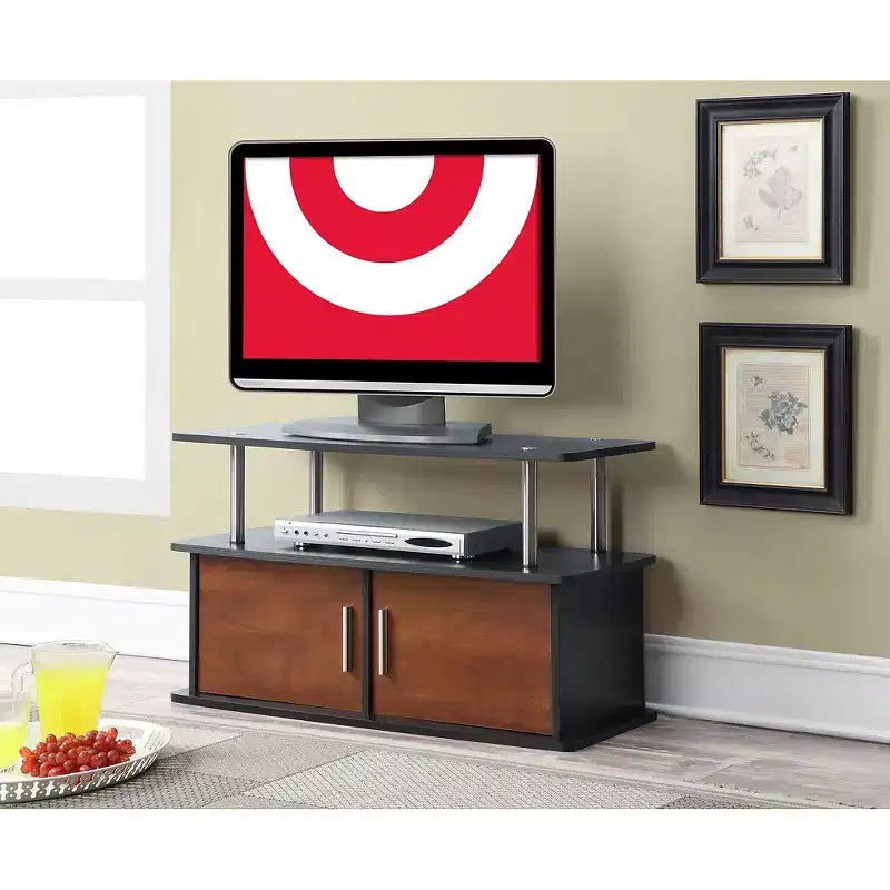 Meuble TV de luxe à 2 portes pour téléviseurs jusqu'à 36" avec placards Cerise - Breighton Home : Modernisme du milieu du siècle, meuble de divertissement, capacité de 80 lb