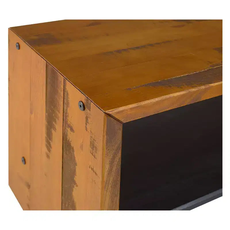 Banc d'entrée rustique en bois de récupération massif de 58 po couleur miel - Saracina Home : Étagère inférieure, Sièges pour couloir