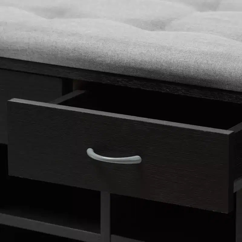 Banc de couloir rembourré en tissu à finition espresso moderne et contemporaine, gris clair, marron foncé - Baxton Studio: Polyester