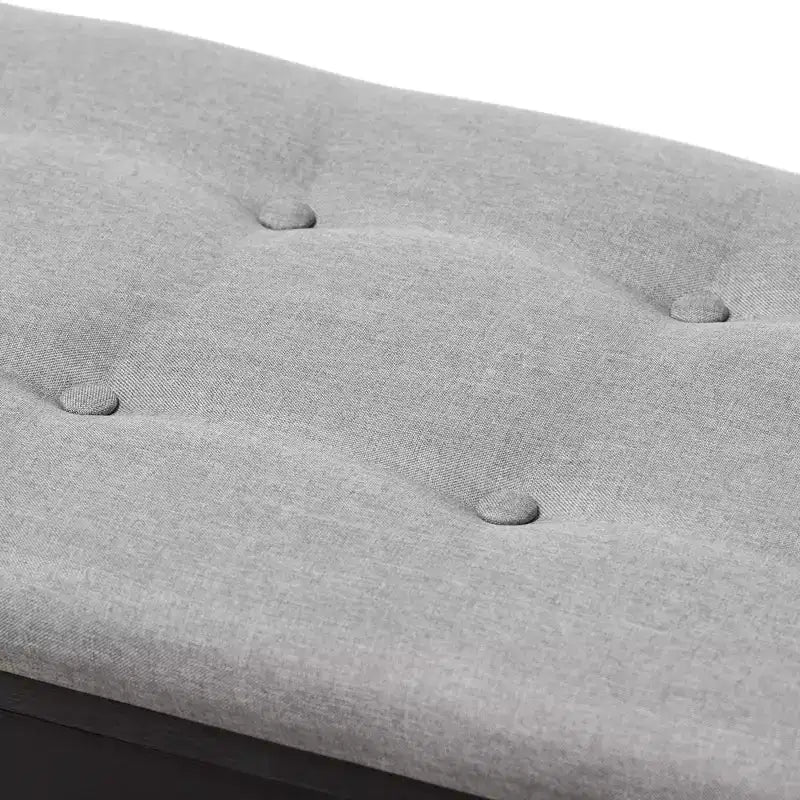 Banc de couloir rembourré en tissu à finition espresso moderne et contemporaine, gris clair, marron foncé - Baxton Studio: Polyester