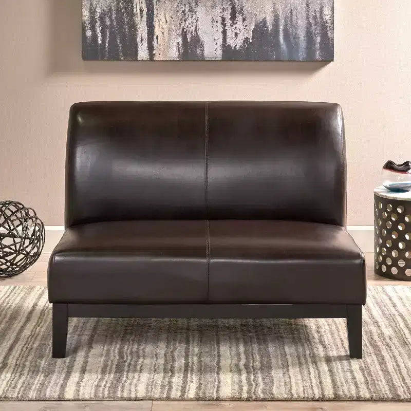 Causeuse en cuir reconstitué Darcy marron - Christopher Knight Home