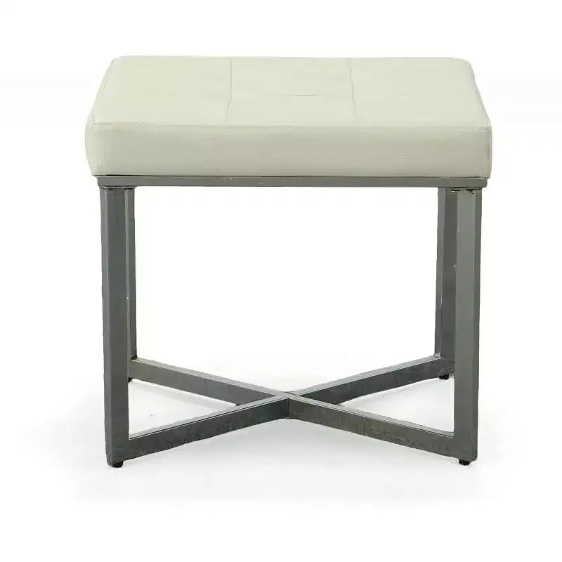 Banc de vanité Julia Carolina Living blanc/chrome : piètement chromé en X, rembourré, design moderne
