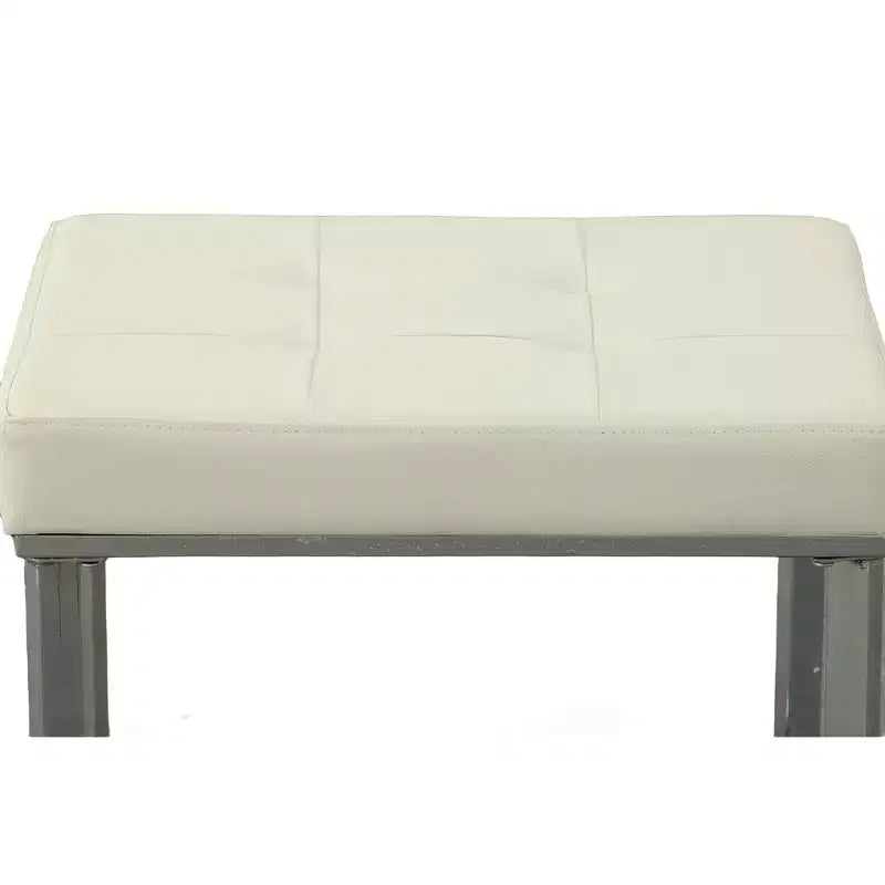 Banc de vanité Julia Carolina Living blanc/chrome : piètement chromé en X, rembourré, design moderne