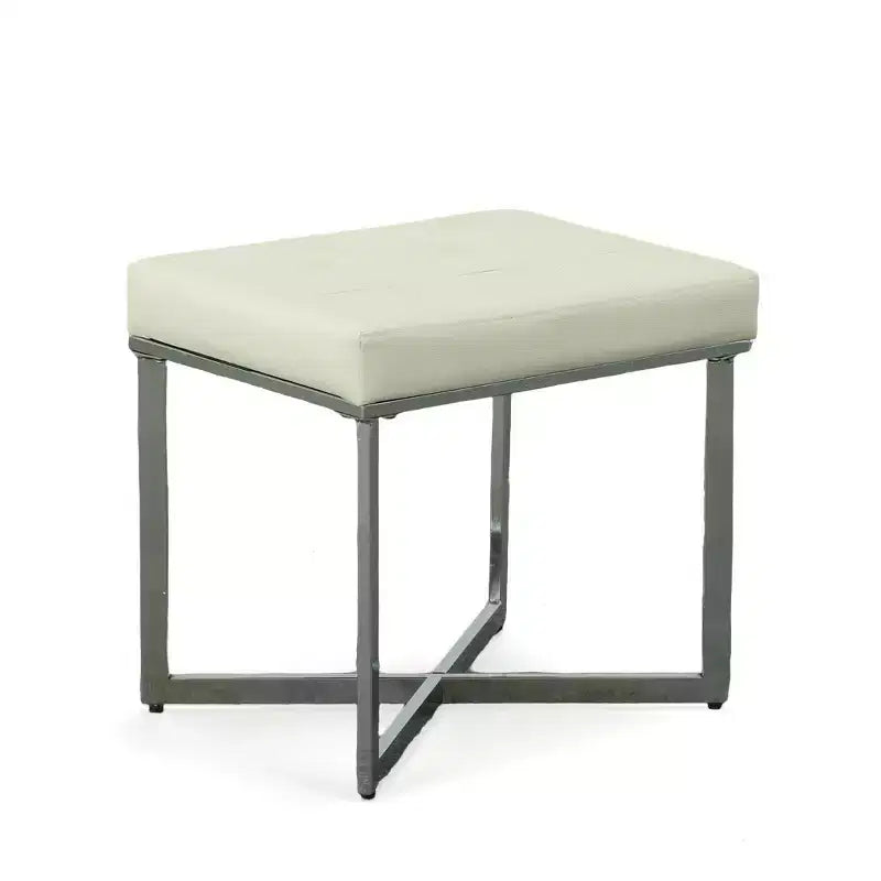 Banc de vanité Julia Carolina Living blanc/chrome : piètement chromé en X, rembourré, design moderne