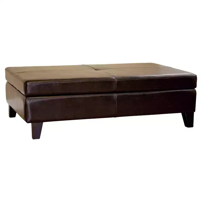 Sandusky Ottoman Cocktail Tout Cuir Brun Foncé - Baxton Studio : Rangement et Assise Polyvalents