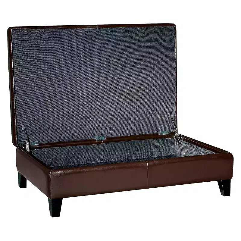 Sandusky Ottoman Cocktail Tout Cuir Brun Foncé - Baxton Studio : Rangement et Assise Polyvalents
