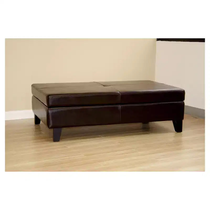 Sandusky Ottoman Cocktail Tout Cuir Brun Foncé - Baxton Studio : Rangement et Assise Polyvalents
