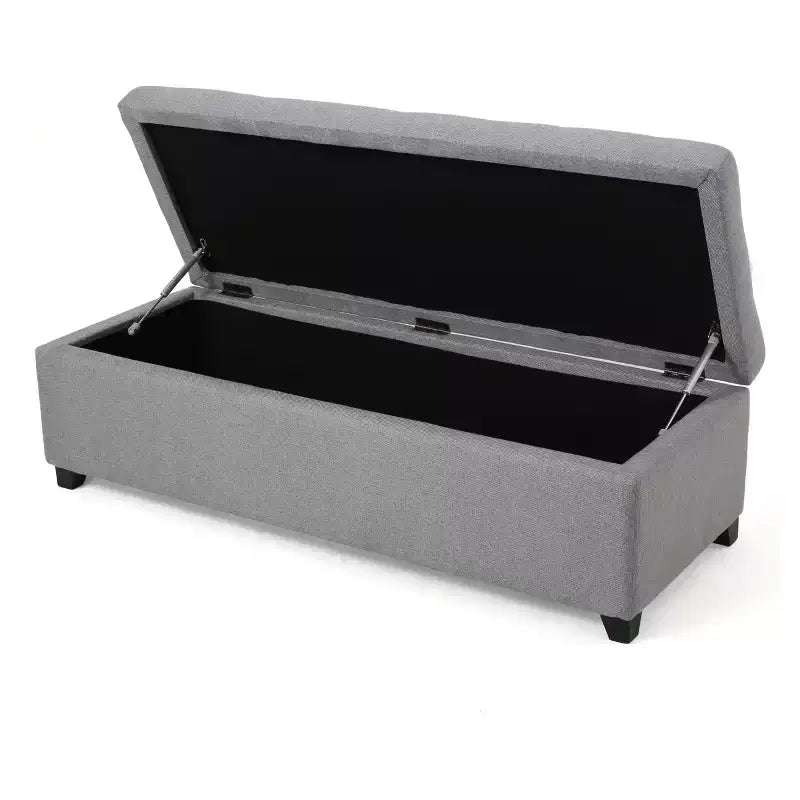 Pouf de rangement Brentwood - Gris - Christopher Knight Home : Couvercle capitonné, charnières à pression, polyester
