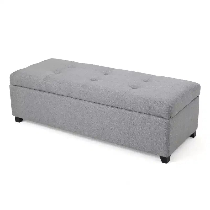 Pouf de rangement Brentwood - Gris - Christopher Knight Home : Couvercle capitonné, charnières à pression, polyester