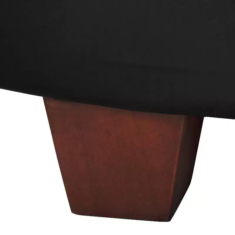 Winston Grand Pouf de Rangement Rond à Bouton en Similicuir Noir - HomePop