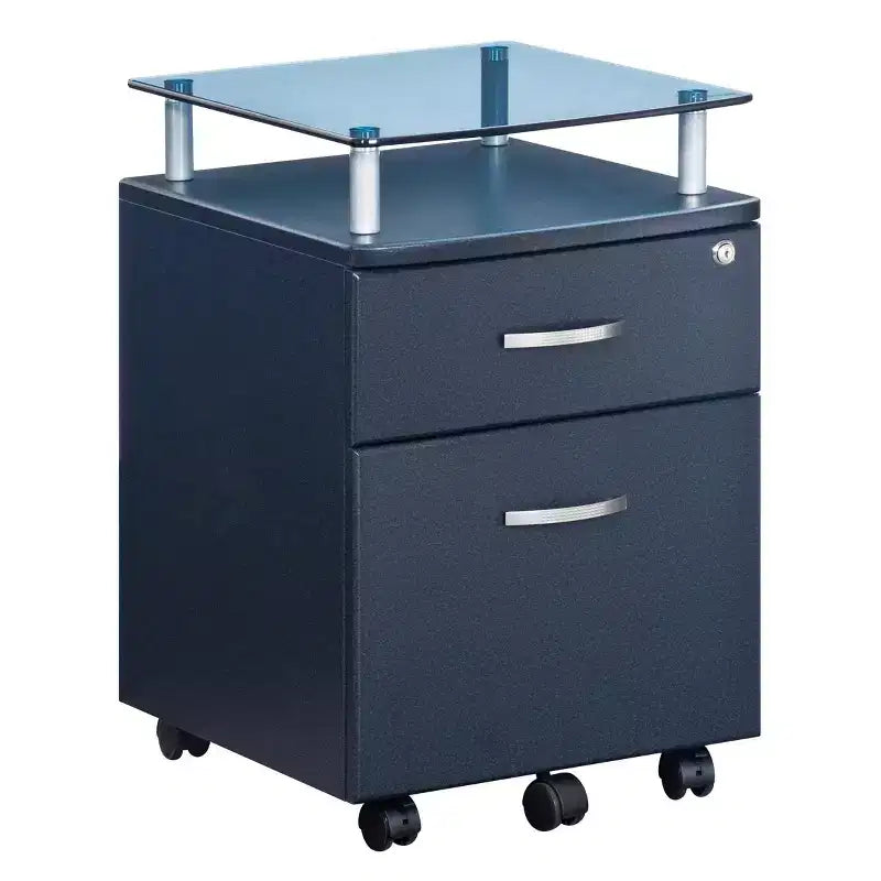 Rolling and Locking File Cabinet Gray - Techni Mobili: Secure MDF Office Storage, 5 Casters, Lockable Drawers