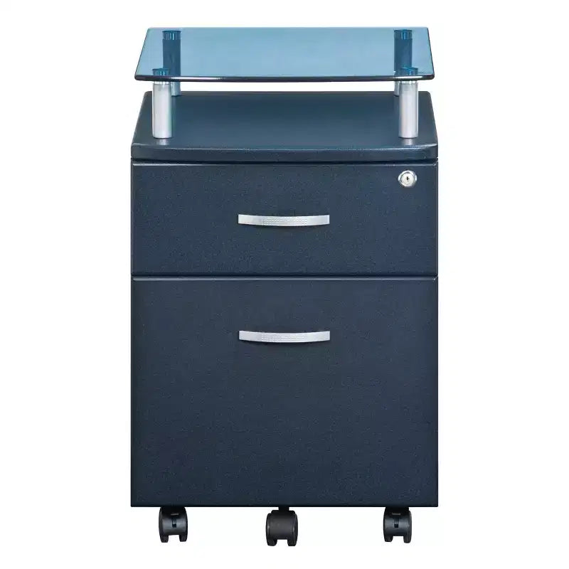 Classeur roulant et verrouillable gris - Techni Mobili : Rangement de bureau sécurisé en MDF, 5 roulettes, tiroirs verrouillables