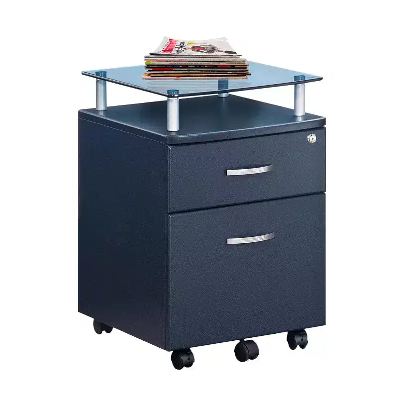 Classeur roulant et verrouillable gris - Techni Mobili : Rangement de bureau sécurisé en MDF, 5 roulettes, tiroirs verrouillables