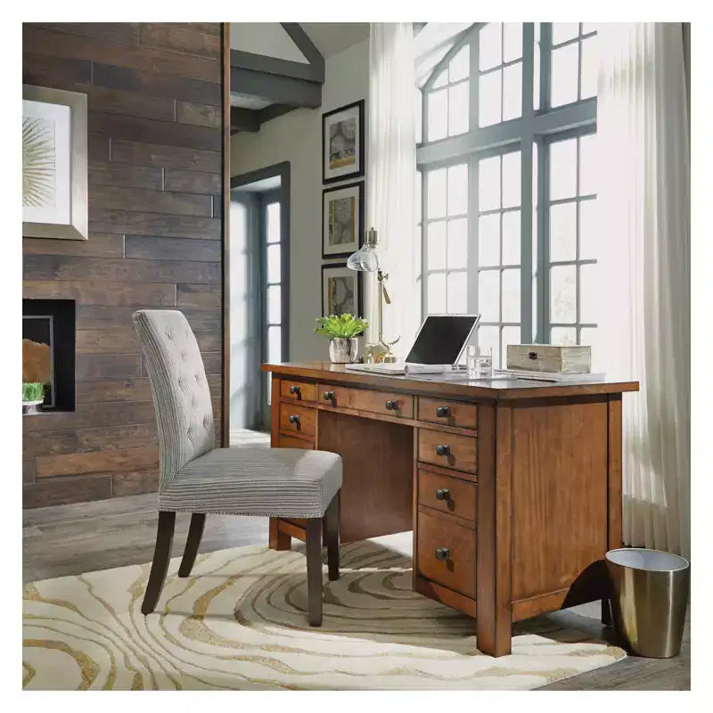 Bureau piédestal Tahoe Executive – Érable vieilli – Home Styles : Bois dur, mobilier de bureau moderne Mid-Century