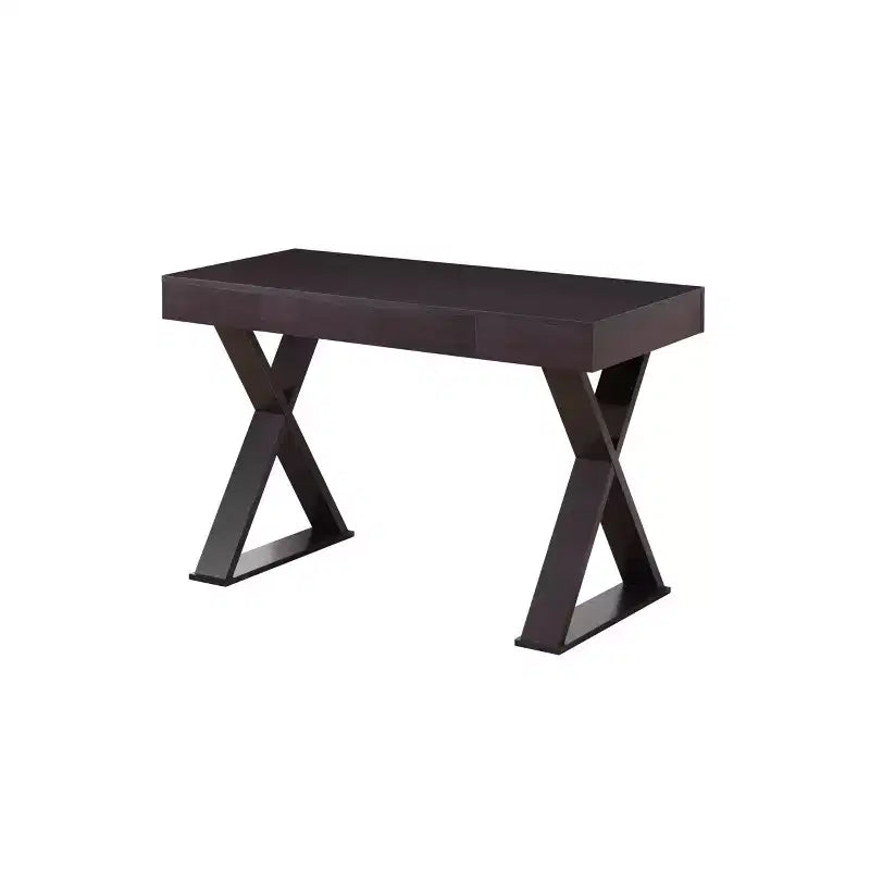 Trendy Desk with Drawer Espresso - Techni Mobili: X-Shaped Legs, Workstation, Laminated Surface