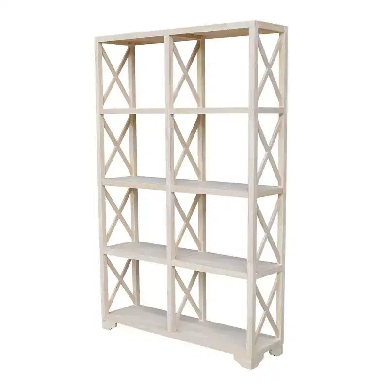 71.9" 8 Shelf Room Divider Unfinished - International Concepts: Farmhouse Style Bookcase, Hardwood Frame