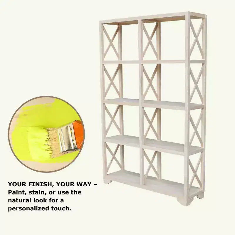 Séparateur de pièce inachevé à 8 étagères de 71,9 po – International Concepts : Bibliothèque de style Ferme, cadre en bois dur