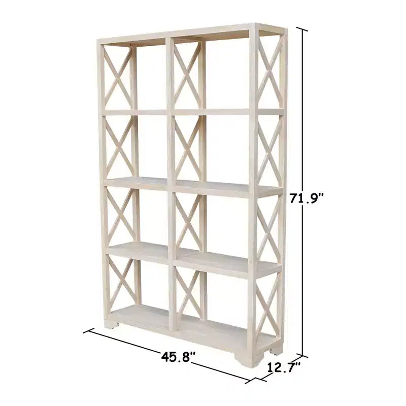 Séparateur de pièce inachevé à 8 étagères de 71,9 po – International Concepts : Bibliothèque de style Ferme, cadre en bois dur