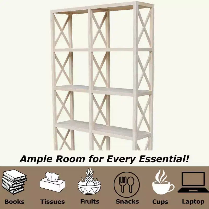 Séparateur de pièce inachevé à 8 étagères de 71,9 po – International Concepts : Bibliothèque de style Ferme, cadre en bois dur