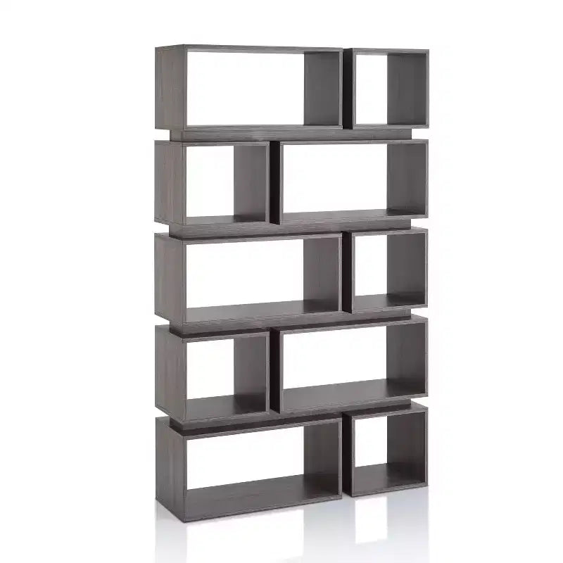 Willett 65.25" Contemporary Decorative Display Cabinet Distressed Gray - HOMES: Inside + Out: Modern Maze-Style Shelving, Open Back