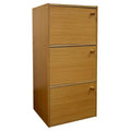 Ore International 35.5" 3 Level Bookshelf with Doors Tan Wood: Modern Style, Metal Hardware, Wood Frame