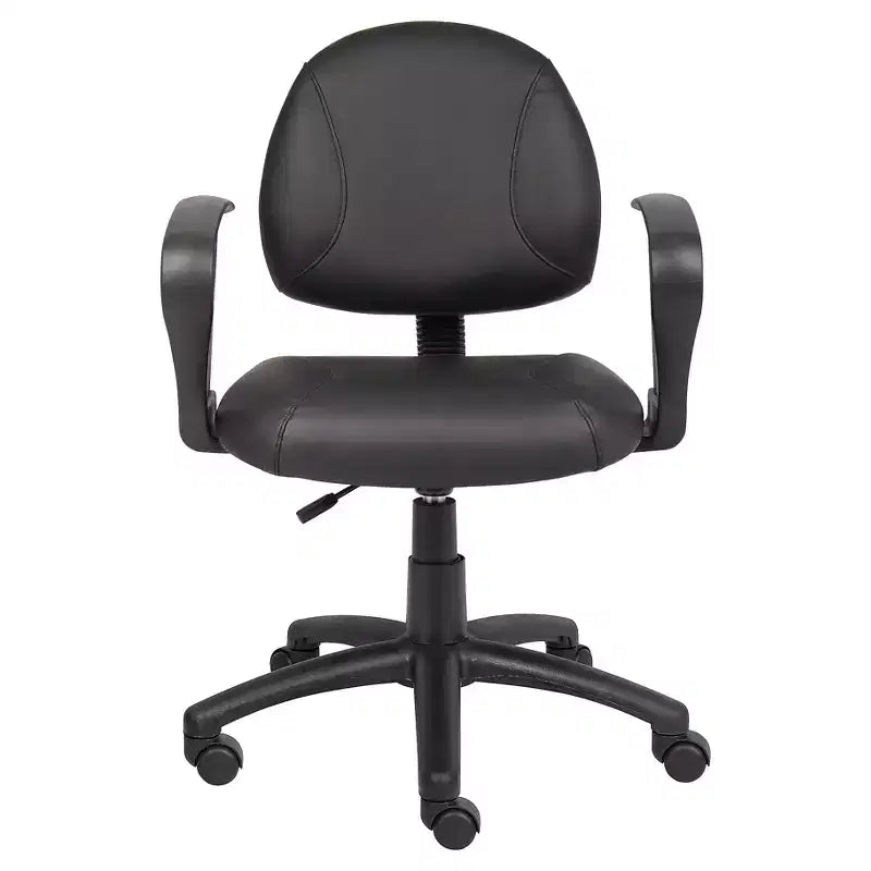 Posture Chair with Loop Arms Black - Boss Office Products: LeatherPlus, Lumbar Support, Adjustable Height