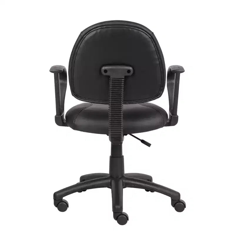 Chaise Posture avec accoudoirs bouclés noirs - Boss Office Products : LeatherPlus, soutien lombaire, hauteur réglable