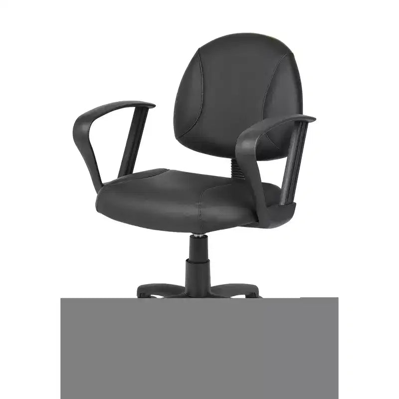 Chaise Posture avec accoudoirs bouclés noirs - Boss Office Products : LeatherPlus, soutien lombaire, hauteur réglable