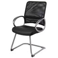 Mesh Back with Pewter Finish Guest Chair Black - Boss Office Products: LeatherPlus Seat, Cantilever Base