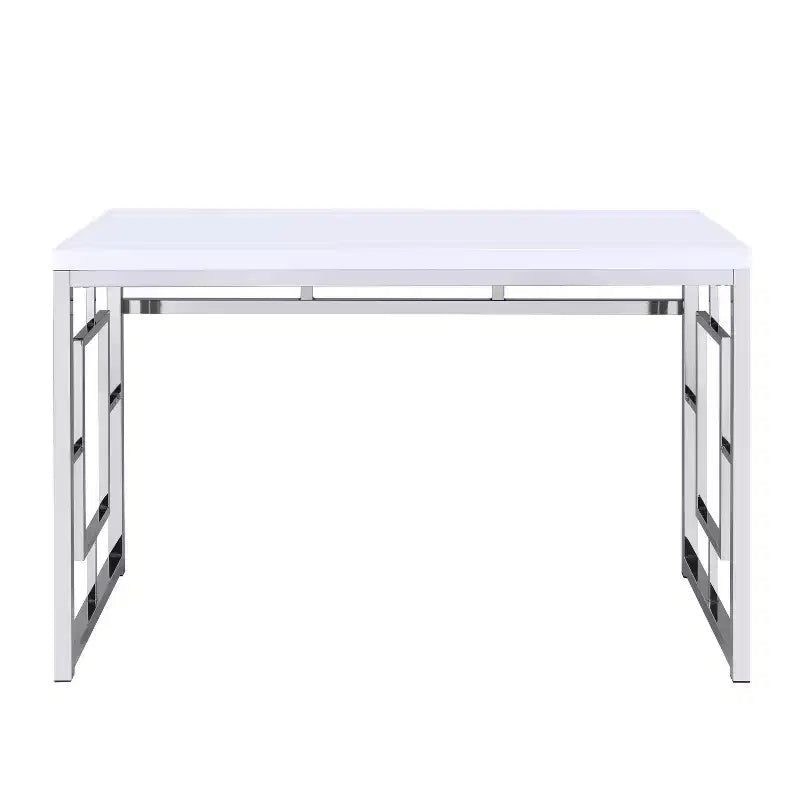 Steve Silver Co. Contemporary Adina Desk White: Modern Laminated Surface, Metal Frame, No Storage