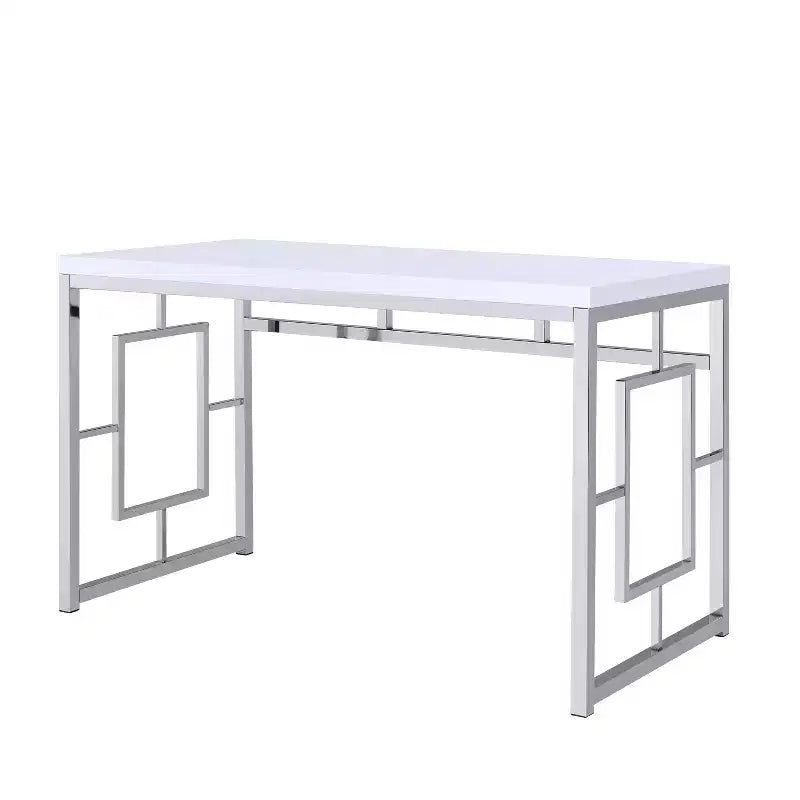 Steve Silver Co. Bureau Adina contemporain blanc : Surface stratifiée moderne, Structure en métal, Pas de rangement