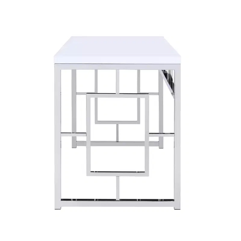 Steve Silver Co. Bureau Adina contemporain blanc : Surface stratifiée moderne, Structure en métal, Pas de rangement