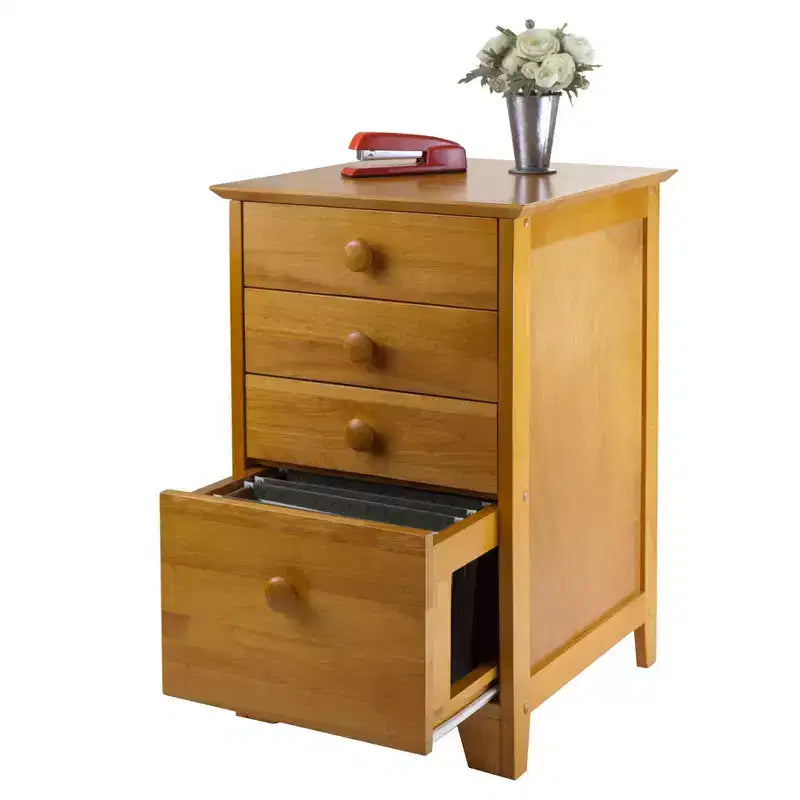 Meuble de classement 4 tiroirs studio brun miel - Winsome : Rangement vertical, bureau à domicile, compatible avec les bureaux en L