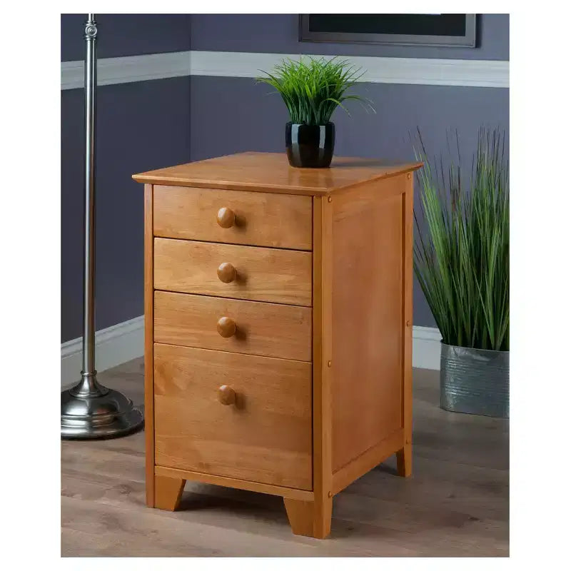 Meuble de classement 4 tiroirs studio brun miel - Winsome : Rangement vertical, bureau à domicile, compatible avec les bureaux en L