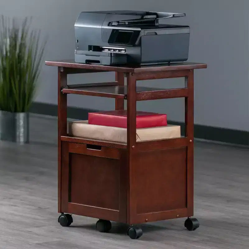 Support d'imprimante Piper Noyer - Winsome : Meubles de bureau modernes du milieu du siècle, Composite MDF, Capacité 22,7 kg