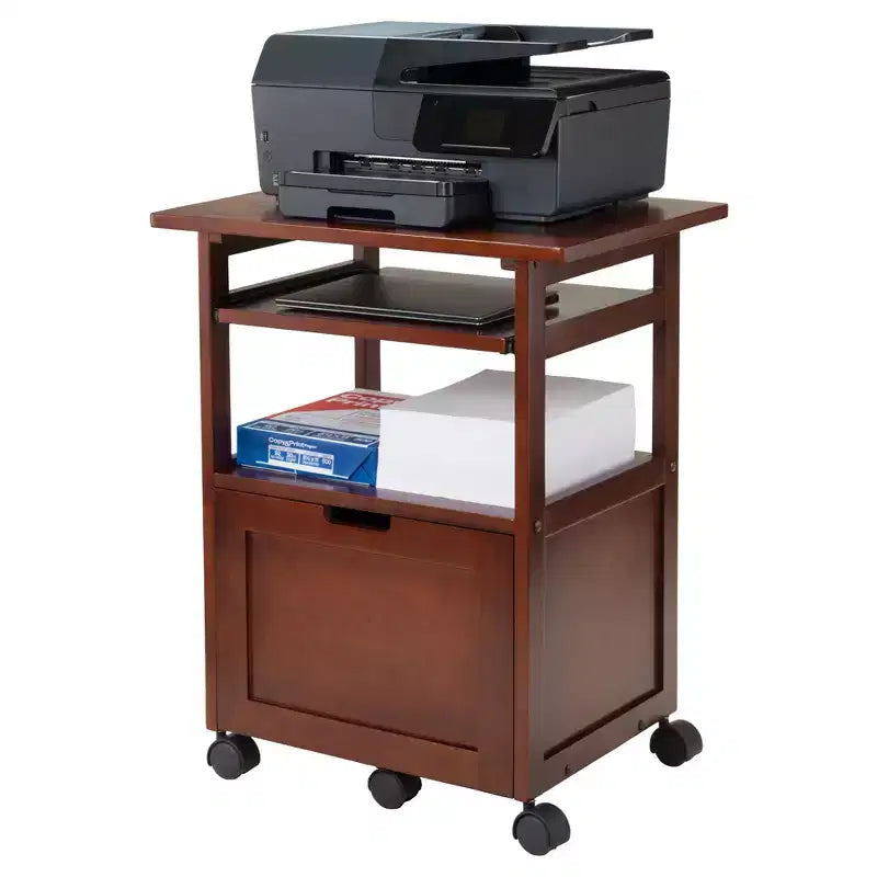 Support d'imprimante Piper Noyer - Winsome : Meubles de bureau modernes du milieu du siècle, Composite MDF, Capacité 22,7 kg